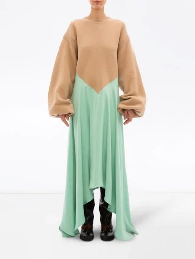 Shop Jw Anderson Silk Insert Jumper Dress In Green