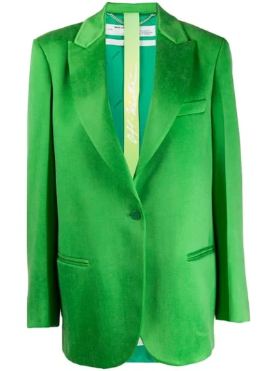 Shop Off-white Oversized Single-breasted Blazer In Green