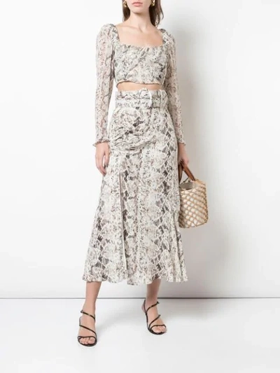 Shop Nicholas Snakeskin Pattern Skirt In White