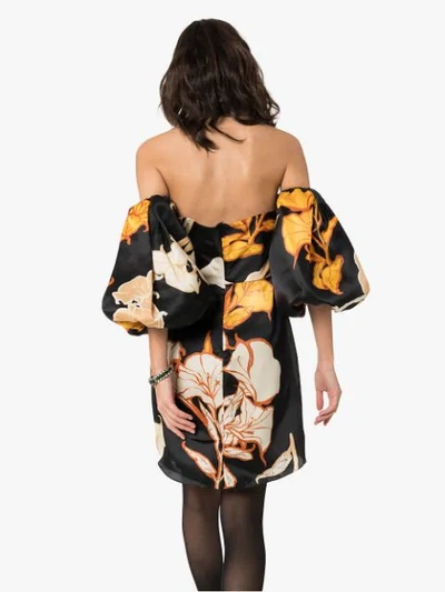 Shop Johanna Ortiz Cosmic Origin Floral Silk Mini Dress In Black