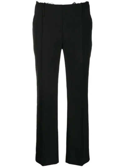 Shop Rokh Frayed Detail Flared Trousers In Black