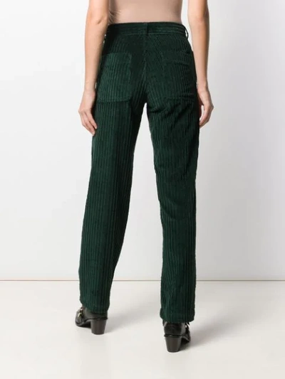 Shop Cotélac Corduroy Straight-leg Trousers In Green