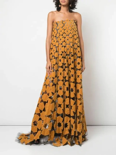 Shop Oscar De La Renta Floral Print Dress In Orange