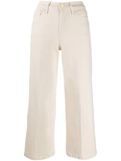 Shop Frame Ali Wide Leg Cropped Jeans In White