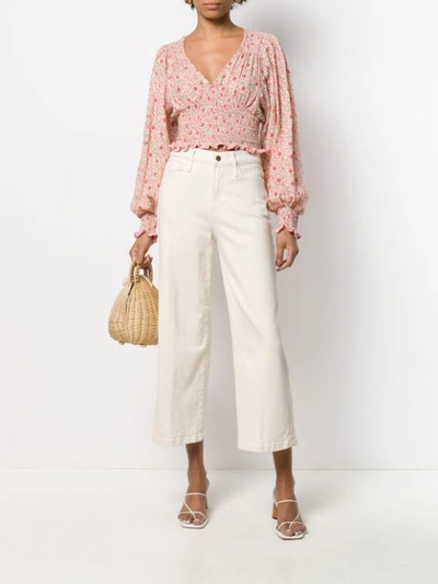 Shop Frame Ali Wide Leg Cropped Jeans In White