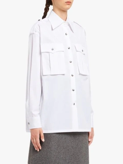 Shop Prada Men-style Poplin Shirt In White