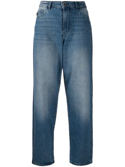 Shop Emporio Armani High Waisted Boyfriend Jeans In Blue