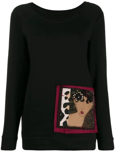 Shop Antonio Marras Face Embroidered Sweatshirt In Black