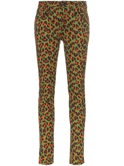 Shop R13 X Alison Mosshart High-rise Leopard-print Skinny Jeans In Green
