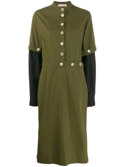 Shop Marni Military Midi Dress In Green