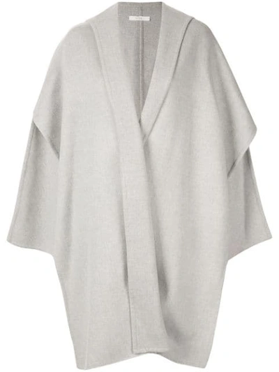 Shop Seya Hooded Knit Cape In Grey