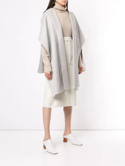 Shop Seya Hooded Knit Cape In Grey