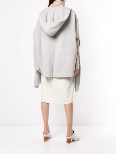 Shop Seya Hooded Knit Cape In Grey