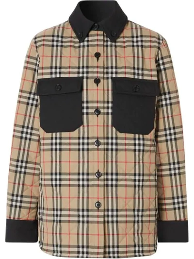 Shop Burberry Crossford Vintage Check Quilted Jacket In Neutrals