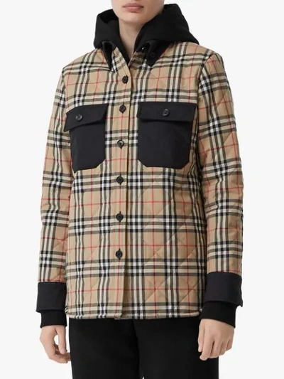 Shop Burberry Crossford Vintage Check Quilted Jacket In Neutrals