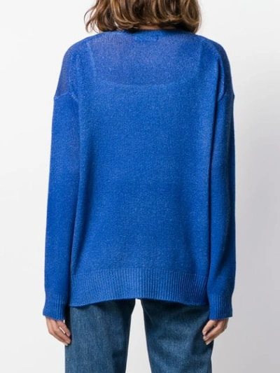 Shop Majestic Relaxed-fit Knit Jumper In Blue