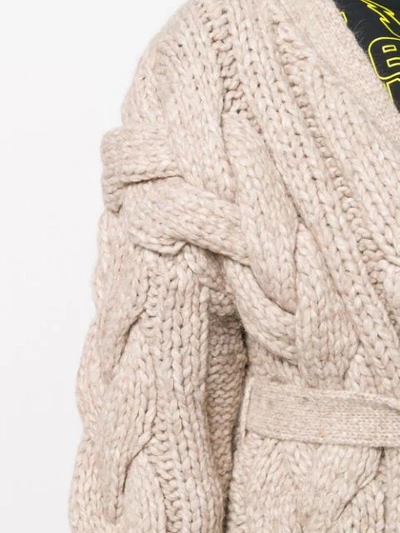 Shop Dsquared2 Chunky Cable Knit Cardigan In Neutrals
