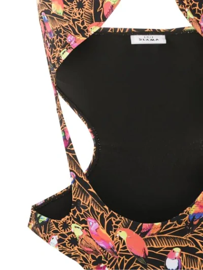 Shop Amir Slama Cut Out Printed Swimsuit In Black