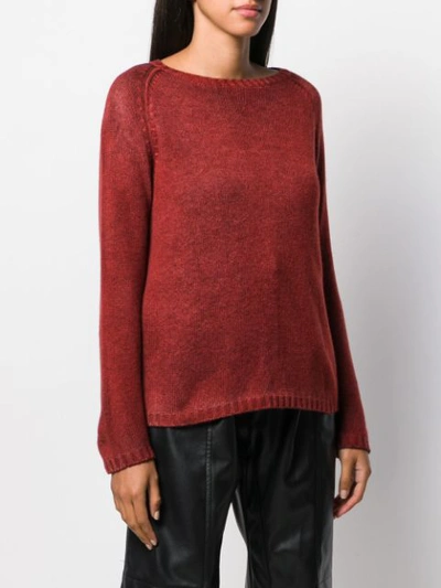 Shop Avant Toi Ribbed Knit Detail Sweater In Red