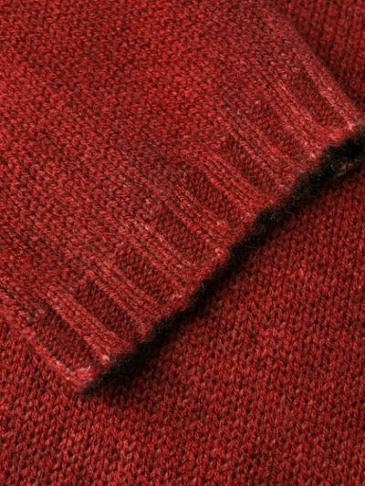 Shop Avant Toi Ribbed Knit Detail Sweater In Red