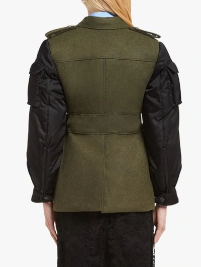 Shop Prada Paneled Military Jacket In Green