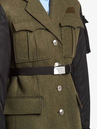 Shop Prada Paneled Military Jacket In Green