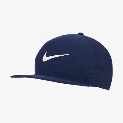 Shop Nike Aerobill Adjustable Golf Hat In Blue Void/anthracite/sail
