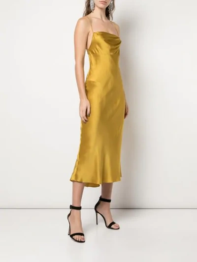 Shop Michelle Mason Cowl-neck Bios Midi Dress In Yellow