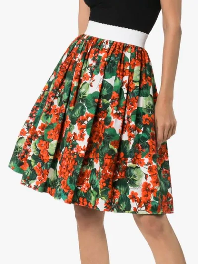 Shop Dolce & Gabbana Floral Print Skirt - Rot In Red