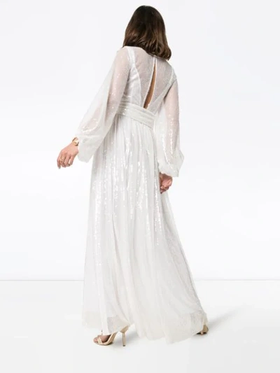 Shop Staud Sequin Embellished Maxi Dress In White