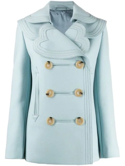 Shop Lanvin Double-breasted Layered Collar Coat In Blue