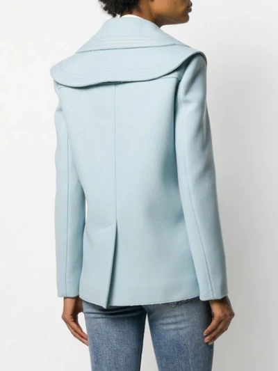 Shop Lanvin Double-breasted Layered Collar Coat In Blue