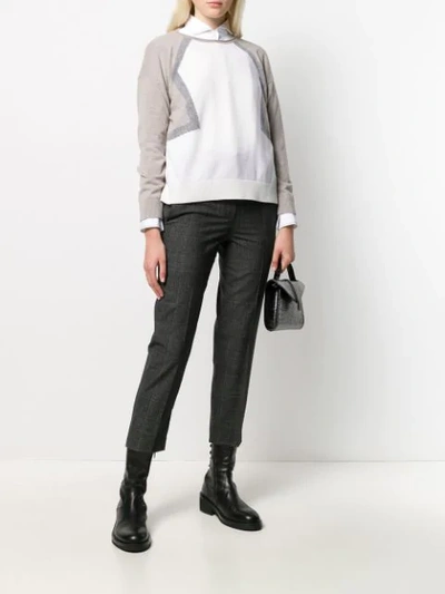 Shop Brunello Cucinelli Check-pattern Cropped Trousers In Grey