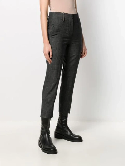 Shop Brunello Cucinelli Check-pattern Cropped Trousers In Grey