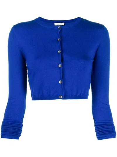 Shop P.a.r.o.s.h Cropped Long Sleeve Cardigan In 083 Bluette