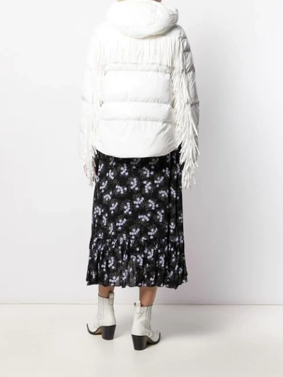 Shop Pinko Fringed Trim Puffer Jacket In White