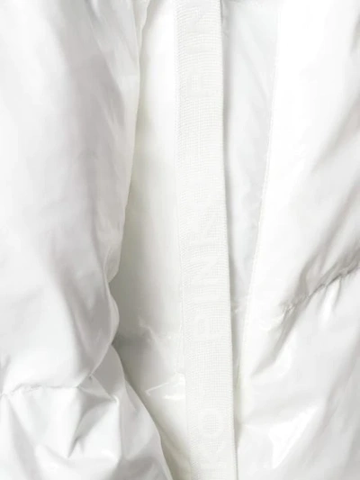 Shop Pinko Fringed Trim Puffer Jacket In White