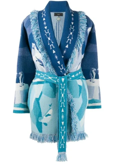 Shop Alanui Iceberg Print Cardi-coat In Blue