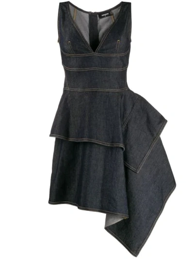 Shop Dsquared2 Sleeveless Asymmetric Hem Dress In Blue
