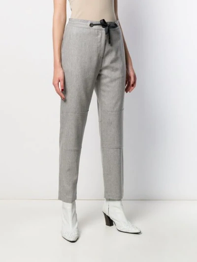 Shop Eleventy Drawstring Cropped Trousers In Grey