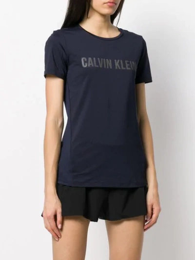 Shop Calvin Klein Mesh Panel Logo T-shirt In Blue