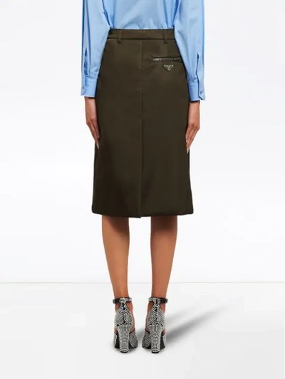 Shop Prada Nylon Gabardine Skirt In Green