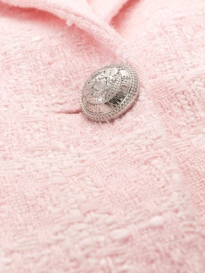 Shop Balmain Fitted Textured Blazer In Pink