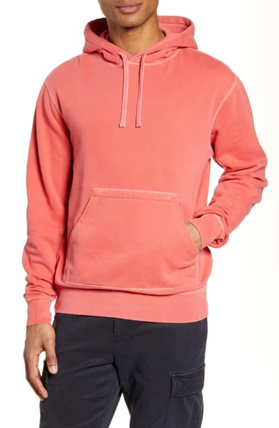 Shop Officine Generale Oliver Pigment Dyed Hooded Sweatshirt In Faded Red