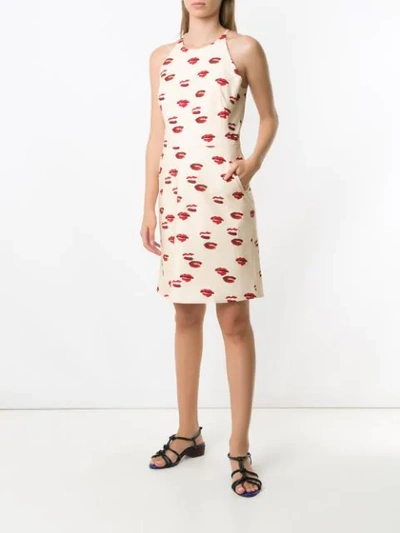 Shop Andrea Marques Printed Shift Dress In Neutrals