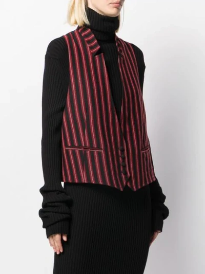 Shop Ann Demeulemeester Striped Sleeveless Blazer In Red