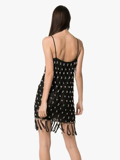 Shop Area Crystal Embroidered Net Mini Dress In Black