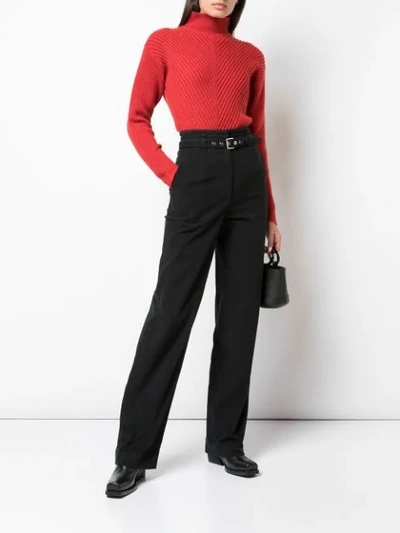 Shop Rick Owens Turtle Neck Fisherman Sweater In Red