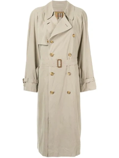 Pre-owned Burberry Belted Trench Coat In Neutrals