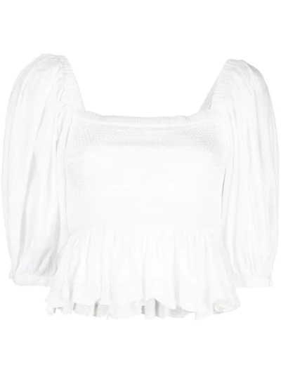 Shop Cynthia Rowley Lily Smocked Top In White